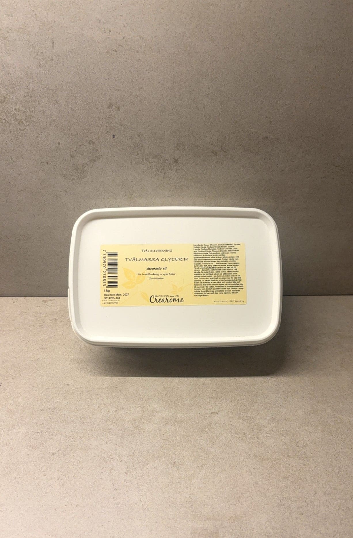 Tvålmassa sheasmör vit 1 kg